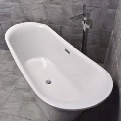 Bowness Oval Modern Style Freestanding Slipper Bath Inc Waste 1680 X 705mm 9 Bowness Oval Modern Style Freestanding Slipper Bath Inc Waste 1680 X 705mm -Comparethebathroom Shop Gianna Bath Side Tap