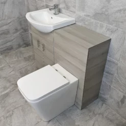 Hydros Luxury 1050mm Bathroom Vanity Set Sink Basin + Square Style Toilet -Comparethebathroom Shop Grey Ash 1050 Compare Side jpg webp