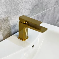 Mediterranean 550mm Grey Ash Vanity Basin Sink Unit With Brushed Brass Handles 12 Mediterranean 550mm Grey Ash Vanity Basin Sink Unit With Brushed Brass Handles -Comparethebathroom Shop Grey Ash 550 BB Compare Tap