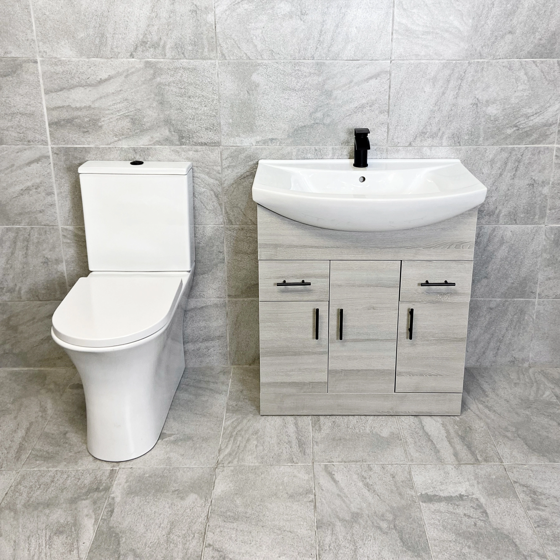 750mm Grey Ash Vanity Unit & Cam Open Or Closed Back Toilet Bathroom Set 5 750mm Grey Ash Vanity Unit & Cam Open Or Closed Back Toilet Bathroom Set - Image 3