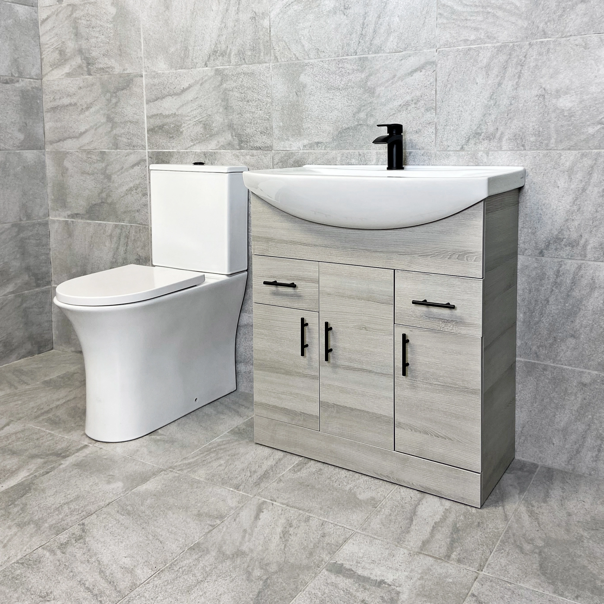 750mm Grey Ash Vanity Unit & Cam Open Or Closed Back Toilet Bathroom Set 6 750mm Grey Ash Vanity Unit & Cam Open Or Closed Back Toilet Bathroom Set - Image 4