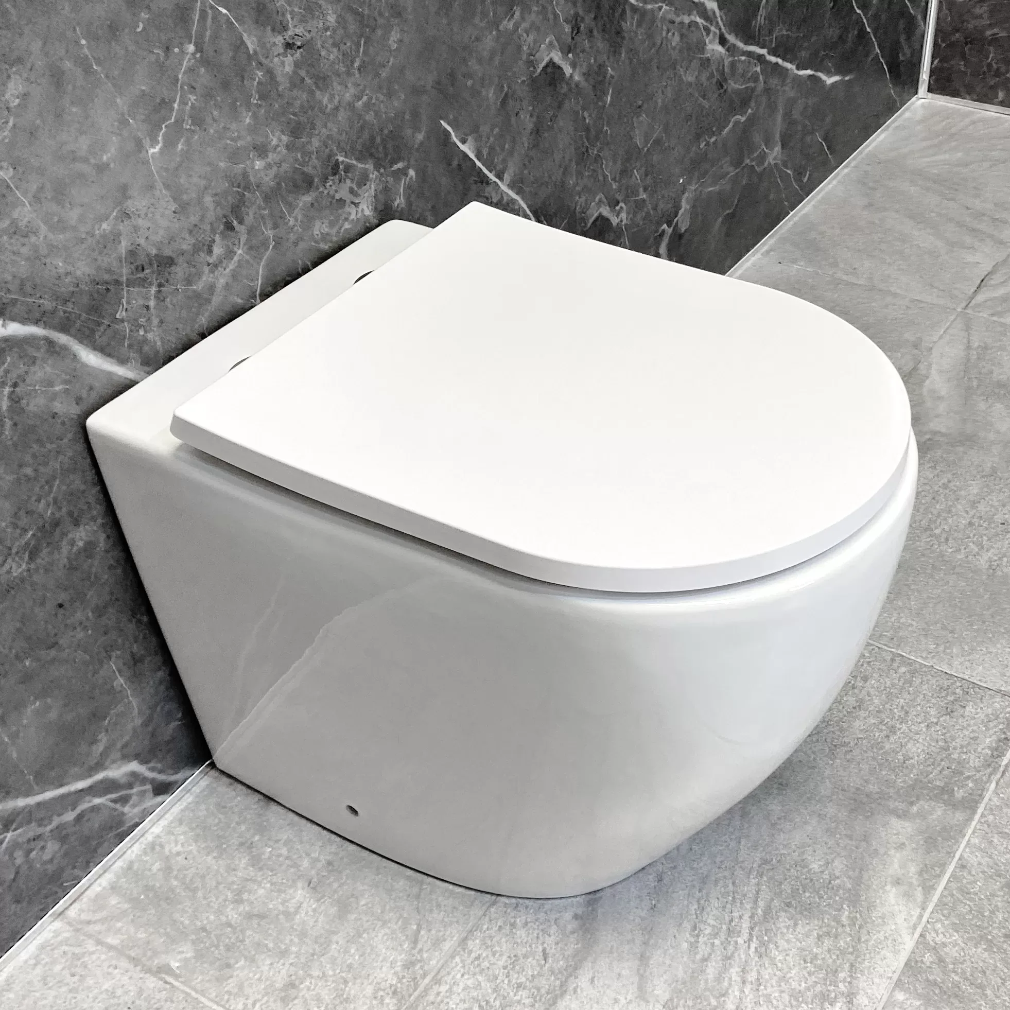 Holly Back To Wall White WC Bathroom Modern Toilet Pan Inc. Soft Close Seat 3 Holly Back To Wall White WC Bathroom Modern Toilet Pan Inc. Soft Close Seat