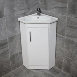 Corner Vanity Unit Including Basin Sink White Gloss Cloakroom Unit White