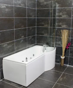 Whirlpool Acrylic Spa P Shaped Bath And Shower Screen – Right Hand Bath