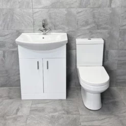 650mm Cloakroom Vanity Bathroom Suite – Basin Unit & Toilet Set With Tap Option 18 650mm Cloakroom Vanity Bathroom Suite – Basin Unit & Toilet Set With Tap Option -Comparethebathroom Shop KIT481 St Moritz 650 Charlie I05 Front