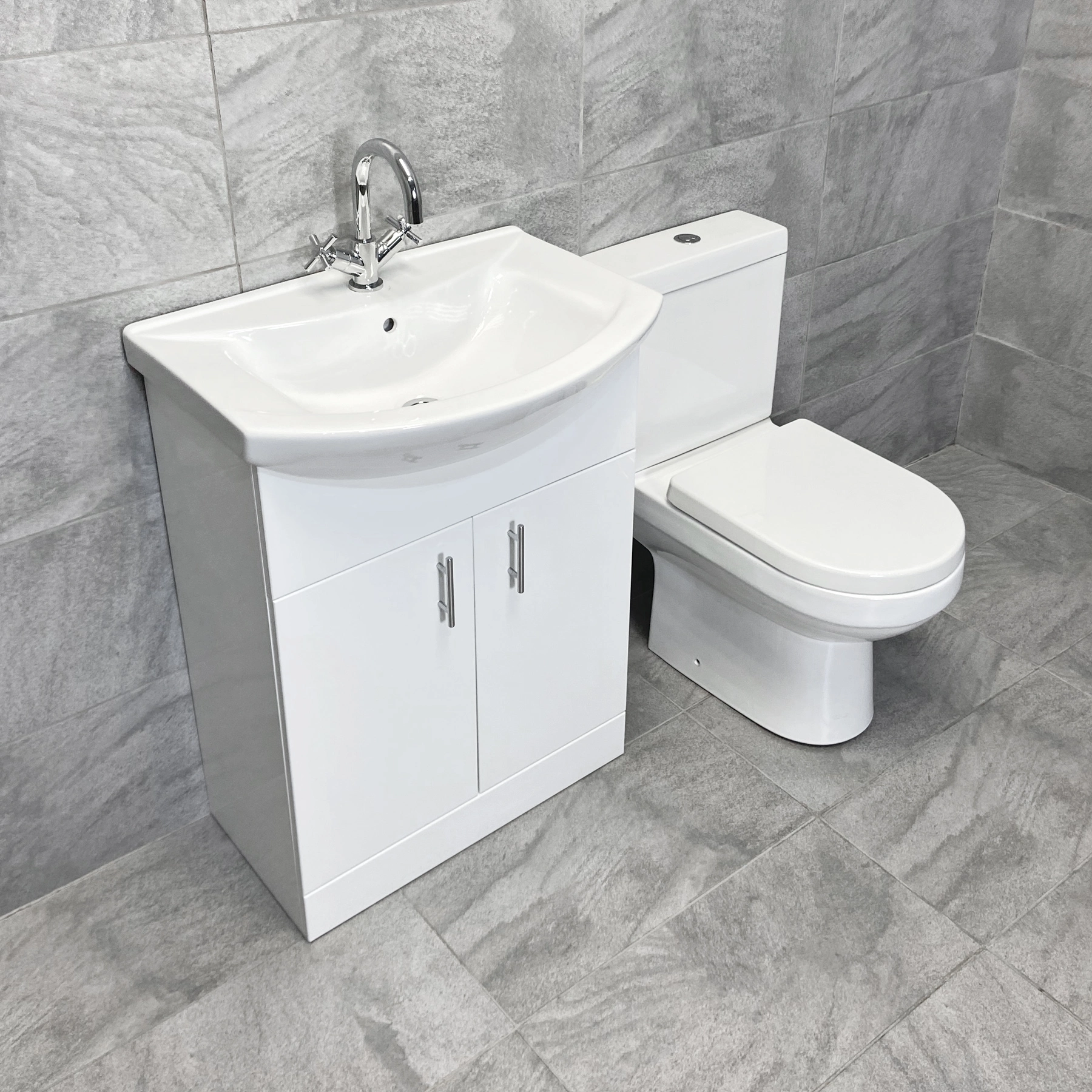 650mm Cloakroom Vanity Bathroom Suite – Basin Unit & Toilet Set With Tap Option 4 650mm Cloakroom Vanity Bathroom Suite – Basin Unit & Toilet Set With Tap Option - Image 2