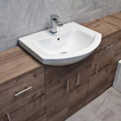 1740mm Walnut Oak Finish Bathroom Furniture Storage Suite Set Sink + Toilet -Comparethebathroom Shop KIT724 A 1740 Walnut Vanity Pippa Basin Amy