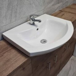 1740mm Walnut Oak Finish Bathroom Furniture Storage Suite Set Sink + Toilet -Comparethebathroom Shop KIT724 A 1740 Walnut Vanity Pippa Basin Uma