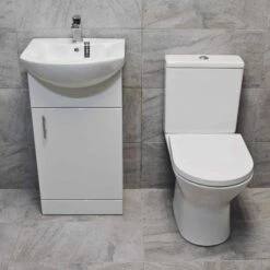 450mm Vanity Unit + Toilet Option Cloakroom Set Basin Sink Bathroom Suite + Tap 14 450mm Vanity Unit + Toilet Option Cloakroom Set Basin Sink Bathroom Suite + Tap -Comparethebathroom Shop KIT734 450 St Moritz Molly Melissa Front 1