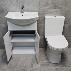 Bathroom Storage Vanity Sink Basin Unit + Rimless Toilet Suite 550 650 750 850mm 13 Bathroom Storage Vanity Sink Basin Unit + Rimless Toilet Suite 550 650 750 850mm -Comparethebathroom Shop KIT734 550 St Moritz Molly Melissa Doors