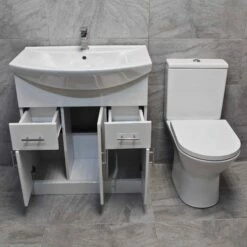 Bathroom Storage Vanity Sink Basin Unit + Rimless Toilet Suite 550 650 750 850mm 14 Bathroom Storage Vanity Sink Basin Unit + Rimless Toilet Suite 550 650 750 850mm -Comparethebathroom Shop KIT734 750 St Moritz Molly Melissa Doors