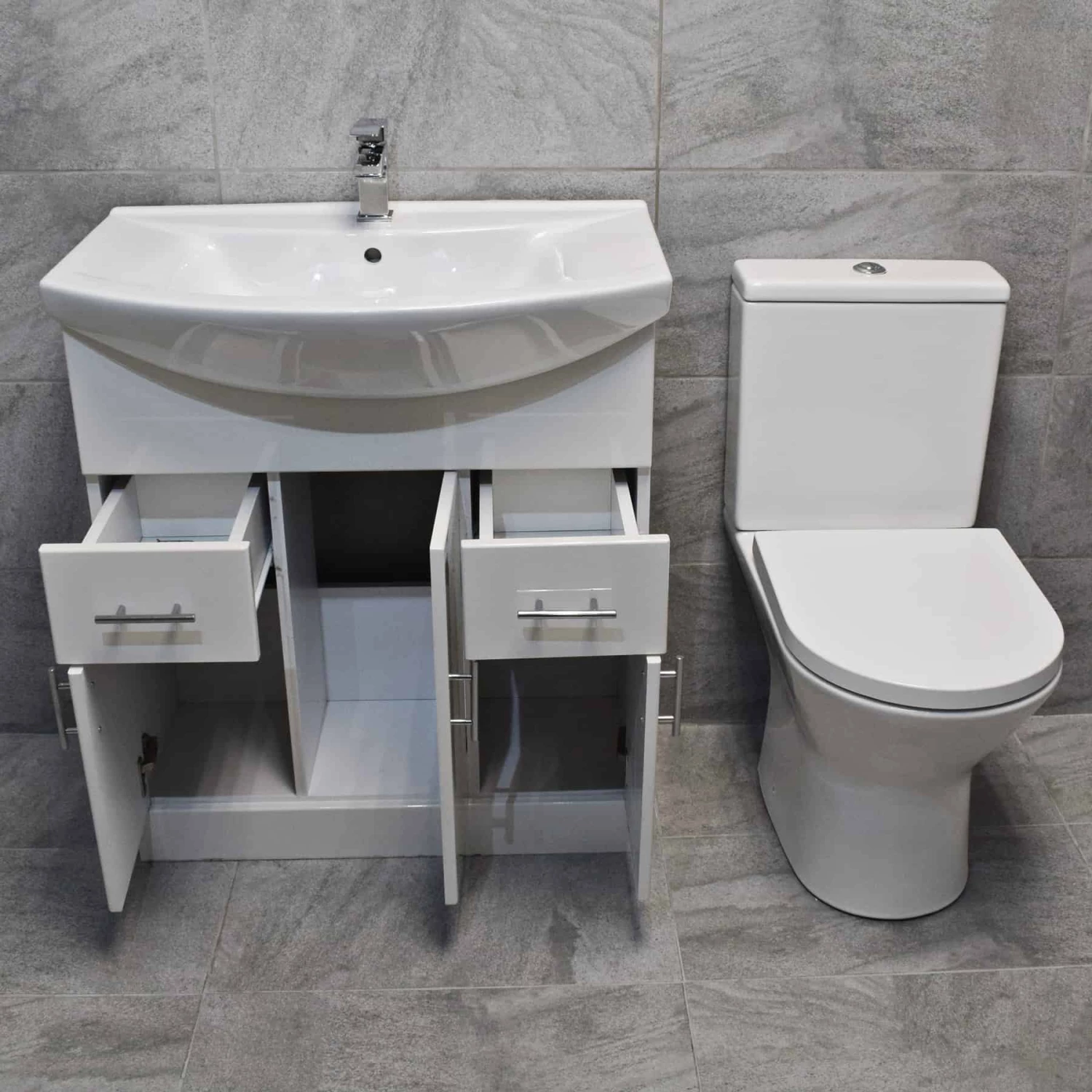 Bathroom Storage Vanity Sink Basin Unit + Rimless Toilet Suite 550 650 750 850mm 6 Bathroom Storage Vanity Sink Basin Unit + Rimless Toilet Suite 550 650 750 850mm - Image 4