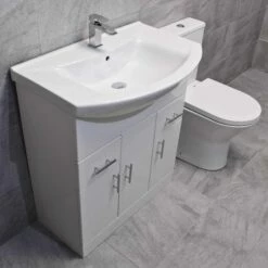 Bathroom Storage Vanity Sink Basin Unit + Rimless Toilet Suite 550 650 750 850mm 18 Bathroom Storage Vanity Sink Basin Unit + Rimless Toilet Suite 550 650 750 850mm -Comparethebathroom Shop KIT734 750 St Moritz Molly Melissa Side