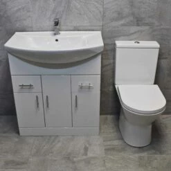 Bathroom Storage Vanity Sink Basin Unit + Rimless Toilet Suite 550 650 750 850mm