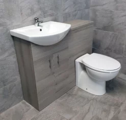 1050mm Grey Ash Finish Bathroom Furniture Vanity Set Basin Sink + WC Toilet Unit -Comparethebathroom Shop KIT801 A Grey Ash 1050mm Set Std Pan Comp 2 jpg webp