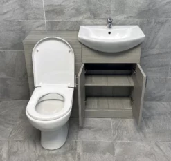 1050mm Grey Ash Finish Bathroom Furniture Vanity Set Basin Sink + WC Toilet Unit -Comparethebathroom Shop KIT801 B Grey Ash 1050mm Luxury Std Pan Comp 3 jpg webp