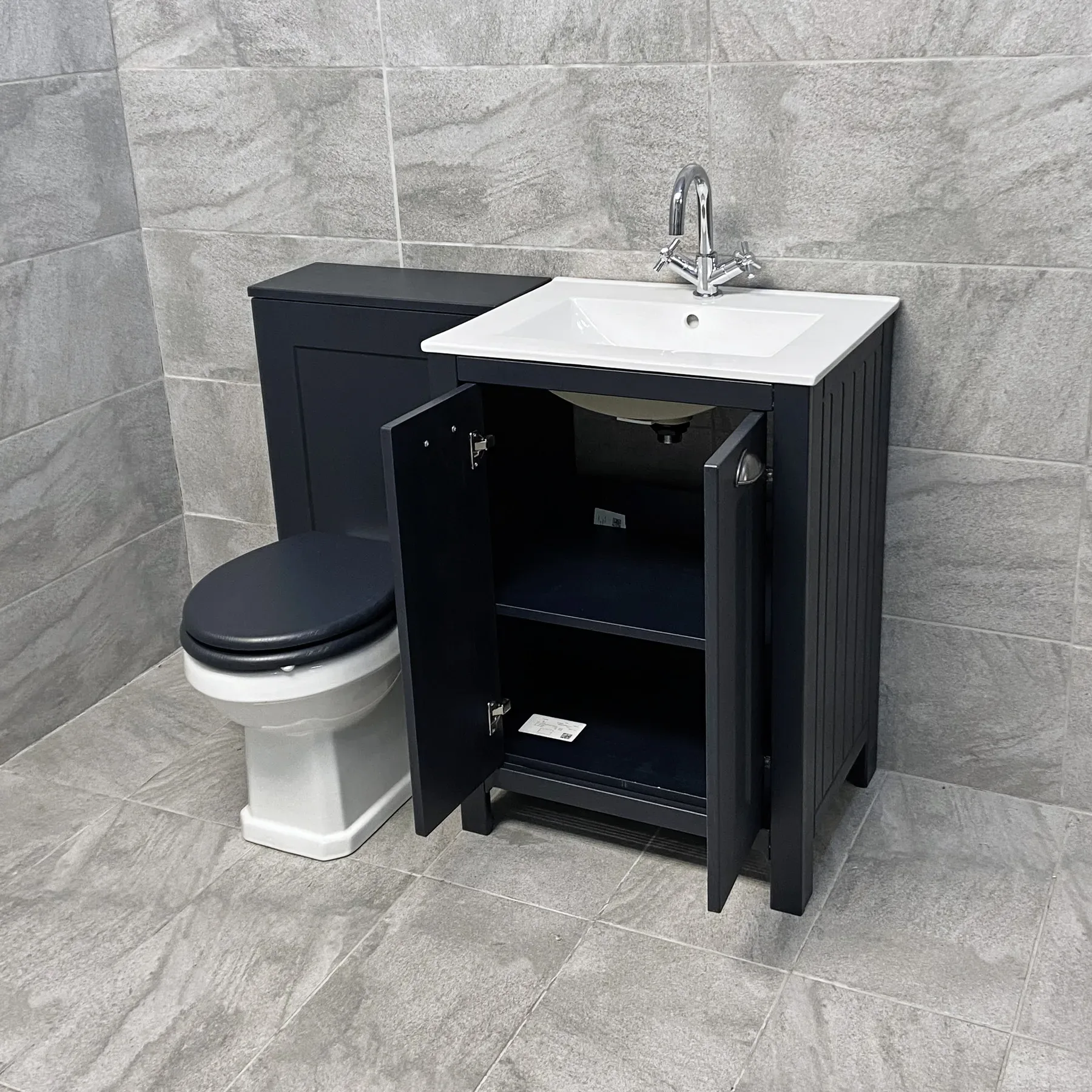 Derby Indigo Blue Vanity Sink Basin Storage Unit + Toilet Bathroom Suite 5 Derby Indigo Blue Vanity Sink Basin Storage Unit + Toilet Bathroom Suite - Image 3