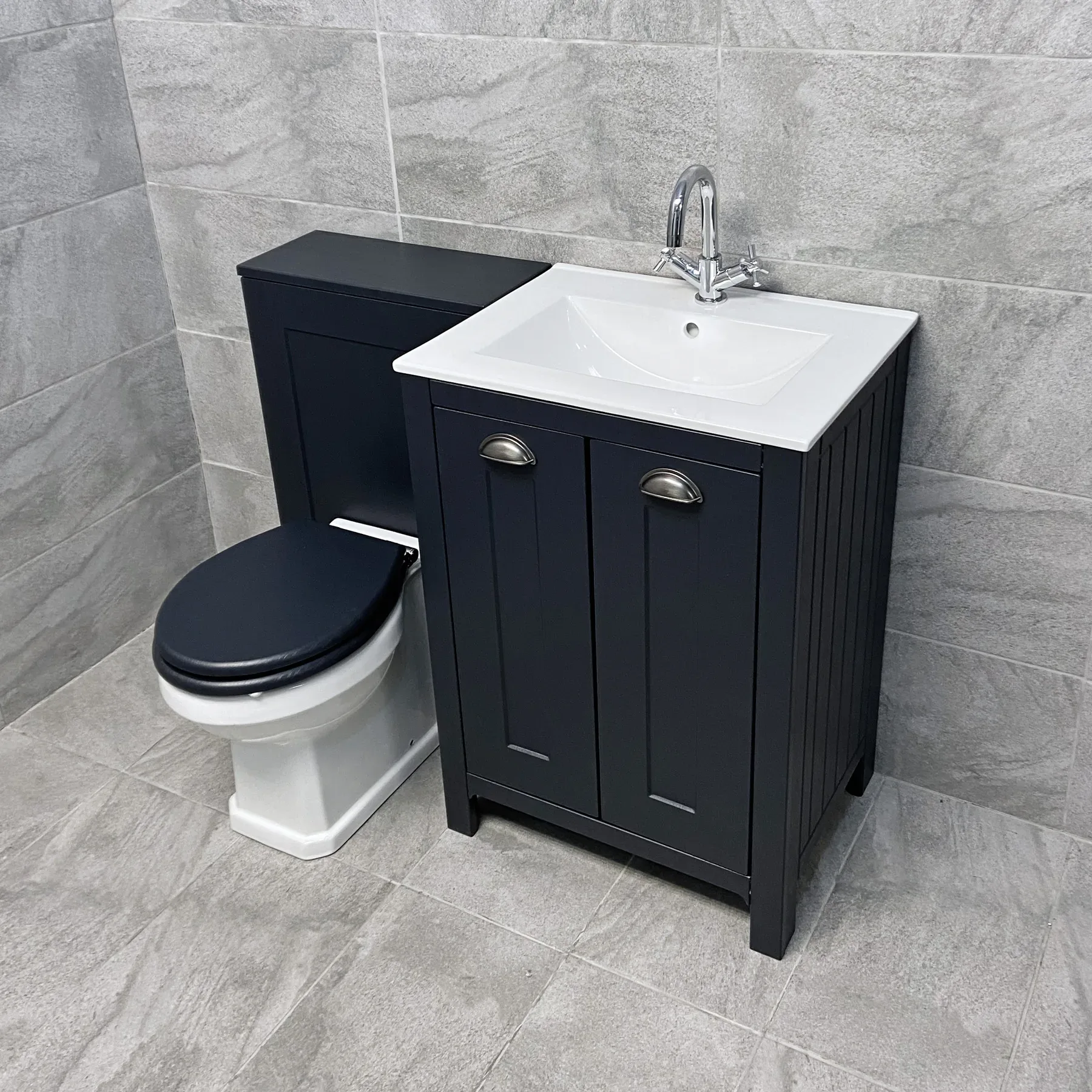 Derby Indigo Blue Vanity Sink Basin Storage Unit + Toilet Bathroom Suite 6 Derby Indigo Blue Vanity Sink Basin Storage Unit + Toilet Bathroom Suite - Image 4