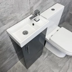 400mm Cube Cloakroom White Or Grey Vanity Basin Sink Unit With Toilet Ensuite 12 400mm Cube Cloakroom White Or Grey Vanity Basin Sink Unit With Toilet Ensuite -Comparethebathroom Shop KIT868 CS A Cube Grey Vanity Charlie Toilet Set Basin