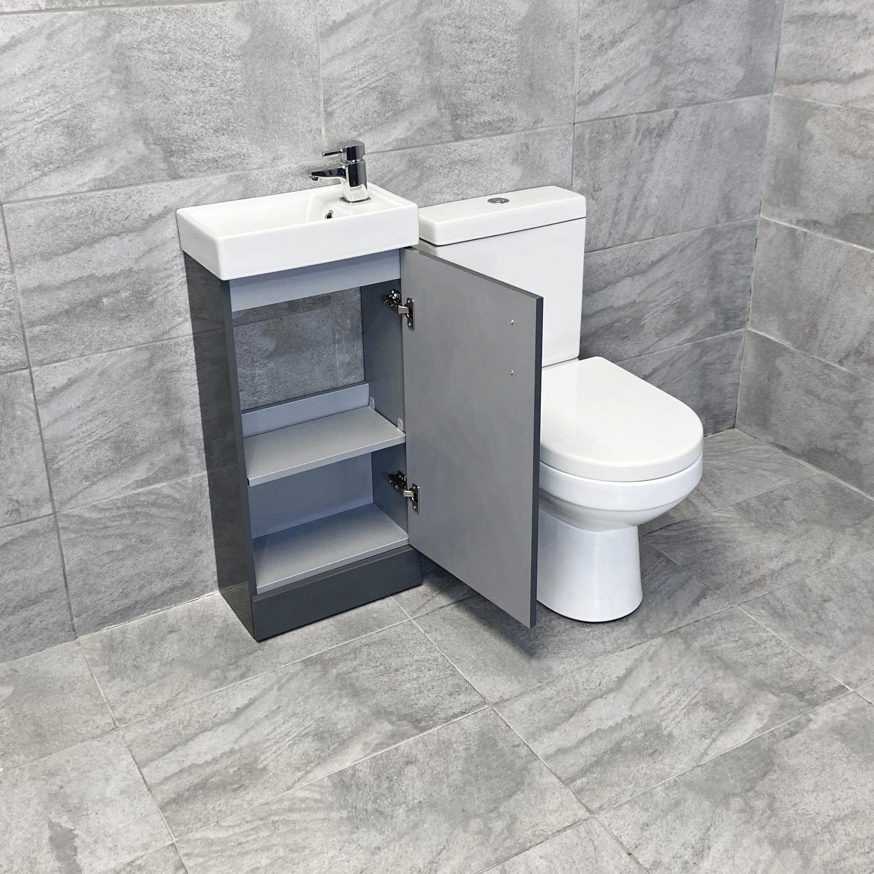 400mm Cube Cloakroom White Or Grey Vanity Basin Sink Unit With Toilet Ensuite 6 400mm Cube Cloakroom White Or Grey Vanity Basin Sink Unit With Toilet Ensuite - Image 4