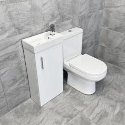 400mm Cube Cloakroom White Or Grey Vanity Basin Sink Unit With Toilet Ensuite 16 400mm Cube Cloakroom White Or Grey Vanity Basin Sink Unit With Toilet Ensuite -Comparethebathroom Shop KIT868 CS W Cube White Vanity Charlie Toilet Set Side
