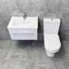 Nicky 600 Or 800mm Wall Hung Vanity Sink Unit + Charlotte Toilet Set Ensuite 2 Nicky 600 Or 800mm Wall Hung Vanity Sink Unit + Charlotte Toilet Set Ensuite -Comparethebathroom Shop KIT885 Nicky 600 Wall Hung Charlie Set Above