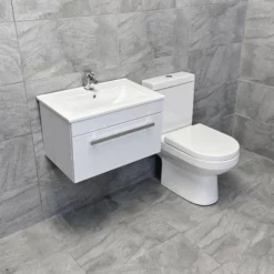 Nicky 600 Or 800mm Wall Hung Vanity Sink Unit + Charlotte Toilet Set Ensuite 18 Nicky 600 Or 800mm Wall Hung Vanity Sink Unit + Charlotte Toilet Set Ensuite -Comparethebathroom Shop KIT885 Nicky 600 Wall Hung Charlie Set Side 1