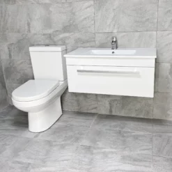 Nicky 600 Or 800mm Wall Hung Vanity Sink Unit + Charlotte Toilet Set Ensuite 19 Nicky 600 Or 800mm Wall Hung Vanity Sink Unit + Charlotte Toilet Set Ensuite -Comparethebathroom Shop KIT885 Nicky 800 Wall Hung Charlie Set Front