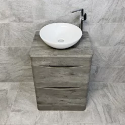 Aegean Floorstanding Bathroom Vanity Unit With Wok Basin & Tap In 4 Colours 20 Aegean Floorstanding Bathroom Vanity Unit With Wok Basin & Tap In 4 Colours -Comparethebathroom Shop KIT900 DC dark concrete FS with Wok Basin Front jpg webp