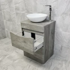 Aegean Floorstanding Vanity & Toilet Set Unit With Wok Basin & Tap In 4 Colours -Comparethebathroom Shop KIT900 DC dark concrete FS with Wok Basin Open Top jpg webp 1
