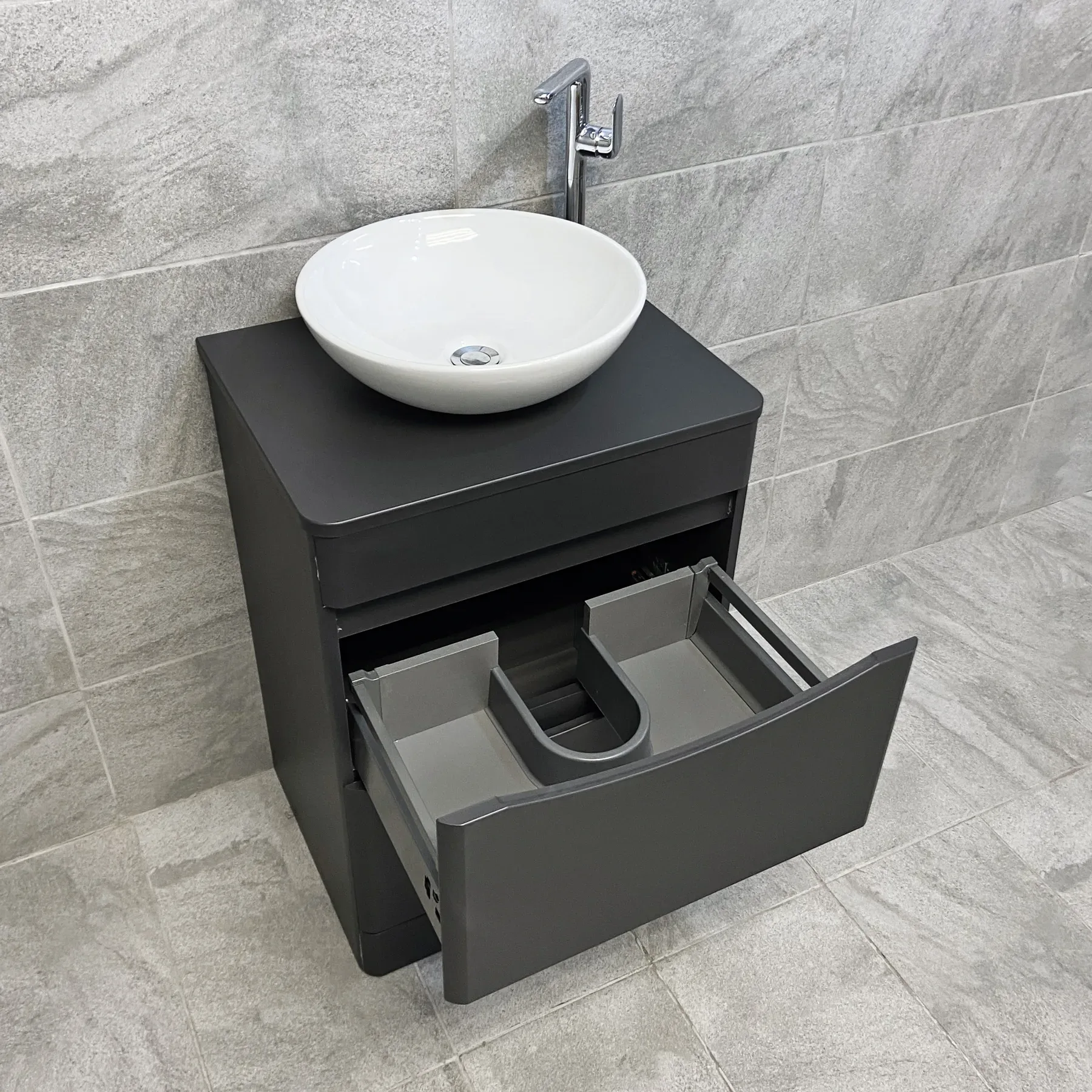Aegean Floorstanding Bathroom Vanity Unit With Wok Basin & Tap In 4 Colours 12 Aegean Floorstanding Bathroom Vanity Unit With Wok Basin & Tap In 4 Colours - Image 10
