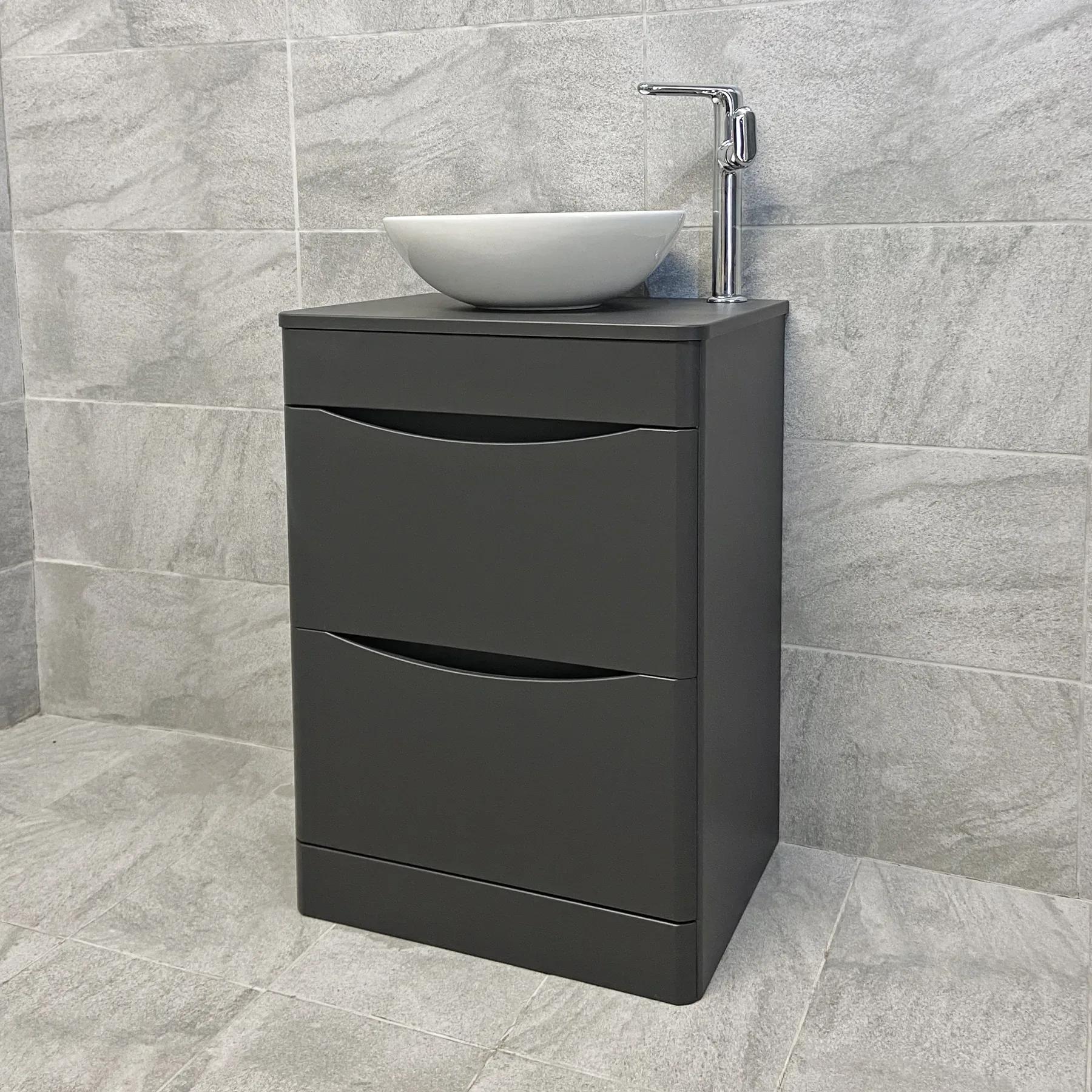 Aegean Floorstanding Bathroom Vanity Unit With Wok Basin & Tap In 4 Colours 13 Aegean Floorstanding Bathroom Vanity Unit With Wok Basin & Tap In 4 Colours - Image 11