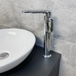 Aegean Floorstanding Vanity & Toilet Set Unit With Wok Basin & Tap In 4 Colours -Comparethebathroom Shop KIT900 DG matt dark grey FS with Wok Basin Tap jpg webp 1