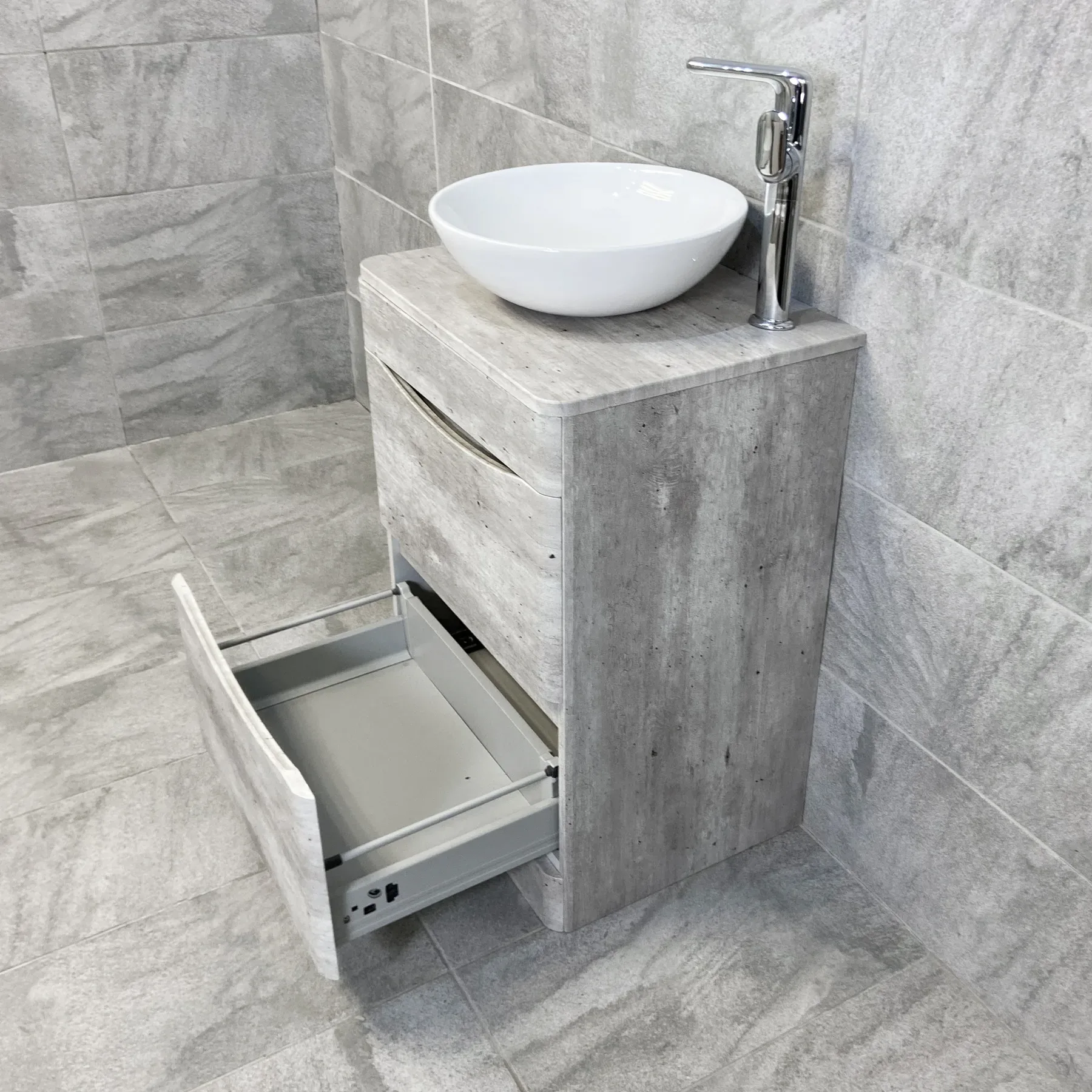 Aegean Floorstanding Bathroom Vanity Unit With Wok Basin & Tap In 4 Colours 17 Aegean Floorstanding Bathroom Vanity Unit With Wok Basin & Tap In 4 Colours - Image 15