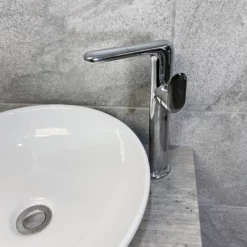 Ex-Bathstore Form Side Lever Washbowl Mixer Chrome Finish Bathroom Tap -Comparethebathroom Shop KIT900 LC light concrete FS with Wok Basin Tap jpg webp