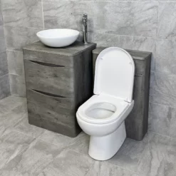 Aegean Floorstanding Vanity & WC Set Unit With Wok Basin & Tap In 4 Colours -Comparethebathroom Shop KIT901 DCC Dark Concrete FS WOK WC Echo Open jpg webp