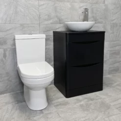 Aegean Satin Black Floorstanding Vanity Unit & Toilet Suite With Wok Basin & Tap 15 Aegean Satin Black Floorstanding Vanity Unit & Toilet Suite With Wok Basin & Tap -Comparethebathroom Shop KIT902 SB Moonstone Satin Black Vanity Wok Charlie Side jpg webp