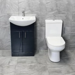 550mm Anthracite Vanity Basin Sink Unit + Charlotte Toilet Set Ensuite -Comparethebathroom Shop KIT918 St Moritz 550 Charlie Front