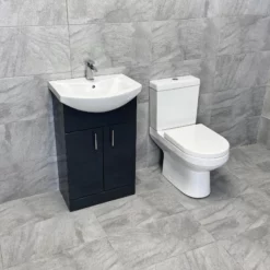 550mm Anthracite Vanity Basin Sink Unit + Charlotte Toilet Set Ensuite