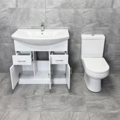 450 550 650 750 Vanity Basin Unit + Charlotte Toilet Set Bathroom Sink Suite 11 450 550 650 750 Vanity Basin Unit + Charlotte Toilet Set Bathroom Sink Suite -Comparethebathroom Shop Kit565 St Moritz 950 Charlie PV07 Open