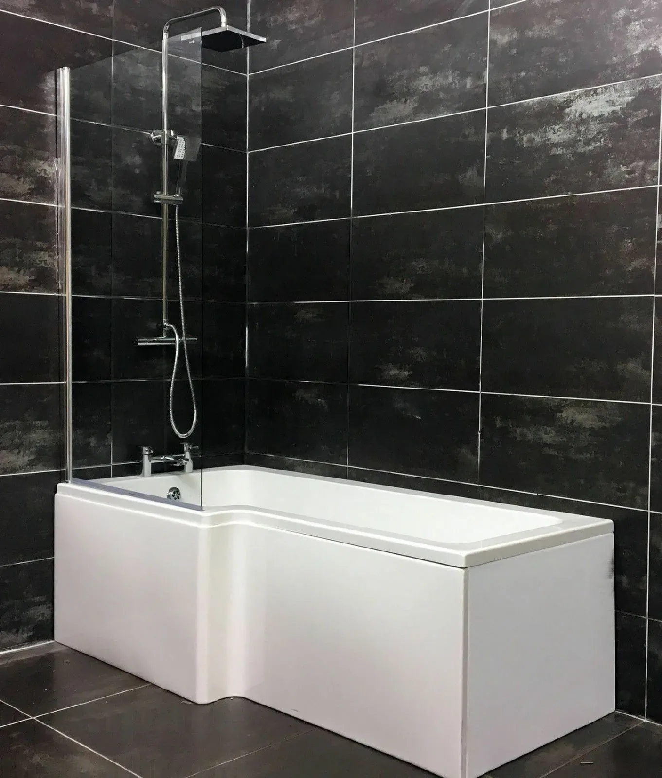 L Shaped Square Shower Bath With Screen And Panel – Left Hand Option 3 L Shaped Square Shower Bath With Screen And Panel – Left Hand Option