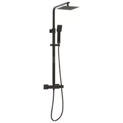 Lyla Matt Black Square Thermostatic Bathroom Bar Mixer Valve Shower Set