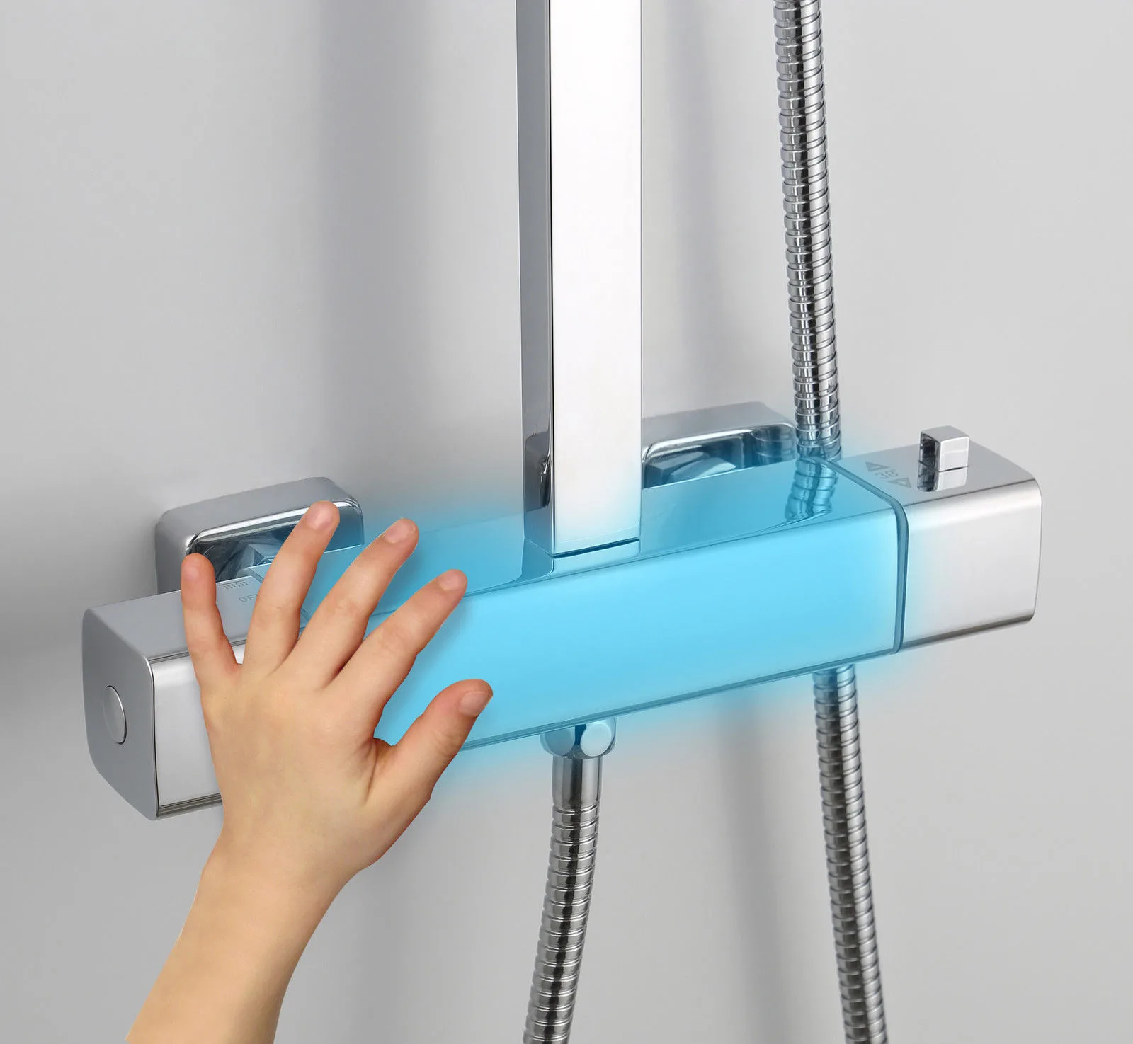 Lynx Square Thermostatic Shower Valve Mixer Set Dual Head Cool Touch Technology 5 Lynx Square Thermostatic Shower Valve Mixer Set Dual Head Cool Touch Technology - Image 3