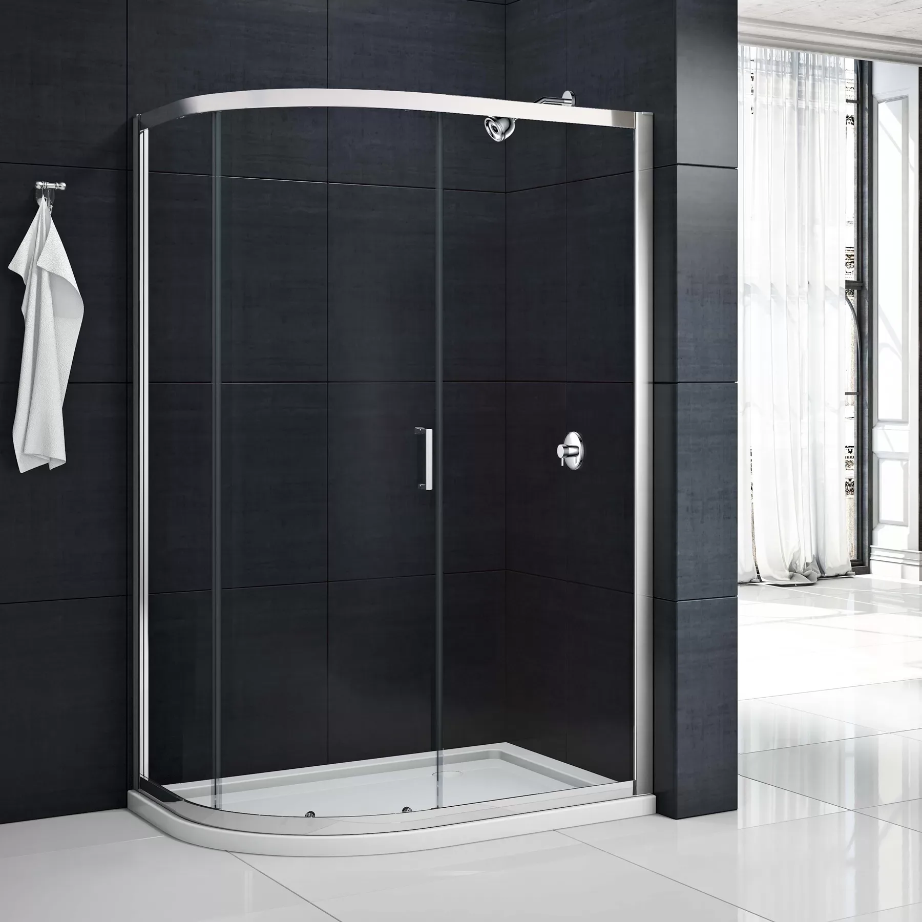 MERLYN MBOX One Door Offset Quadrant Shower Cubicle Enclosure + Tray 3 MERLYN MBOX One Door Offset Quadrant Shower Cubicle Enclosure + Tray