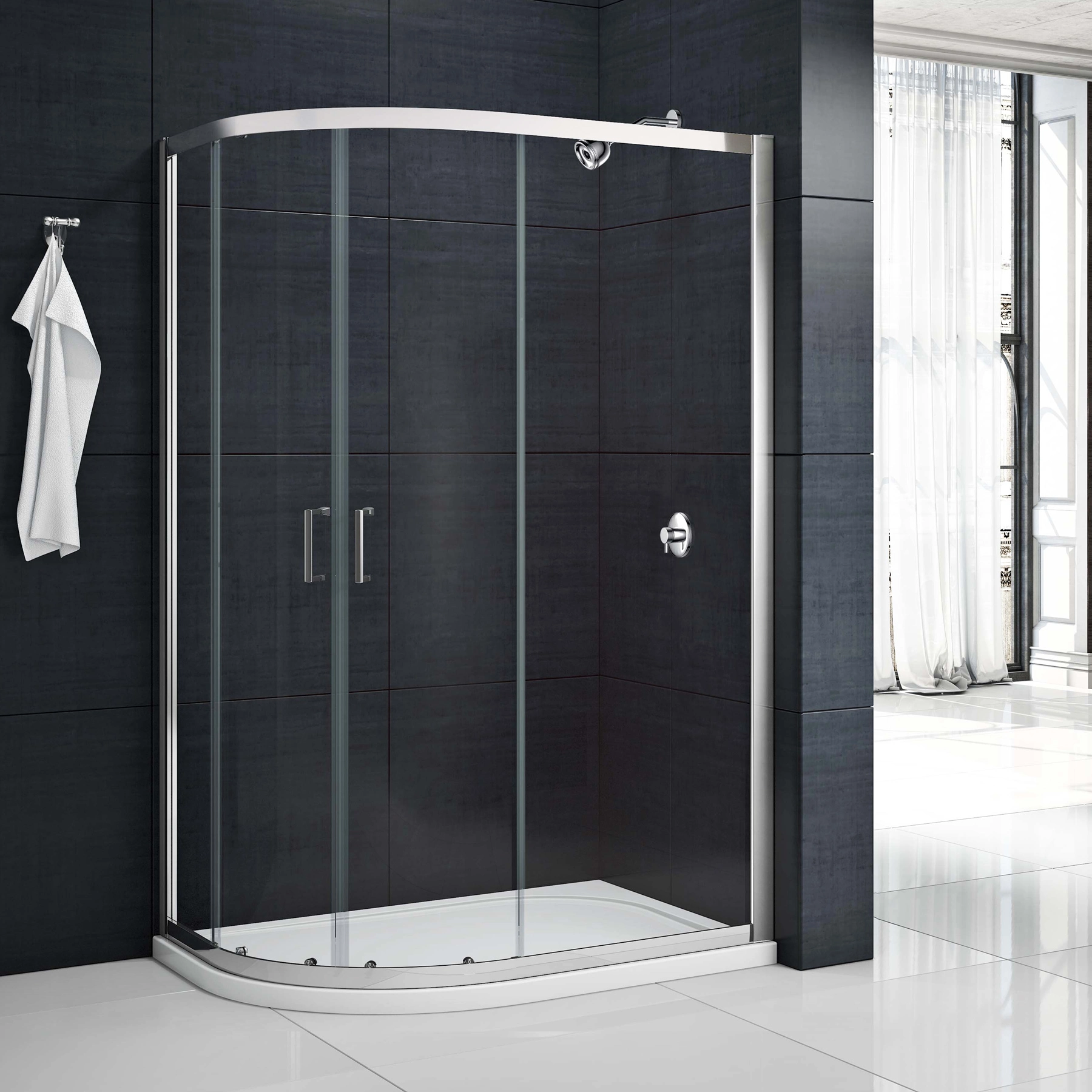 MERLYN MBOX Two Door Offset Quadrant Shower Cubicle Enclosure + Tray 3 MERLYN MBOX Two Door Offset Quadrant Shower Cubicle Enclosure + Tray