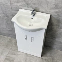 Hydros Match 550 Vanity Unit Basin Sink Bathroom Storage – Optional Tap -Comparethebathroom Shop Match 550mm Basin with Moritz Vanity Unit Above 1