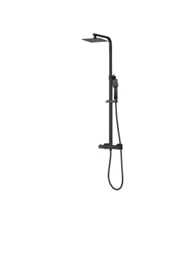 Myra Matt Black Thermostatic Square Dual Bar Shower Valve & Twin Head Kit