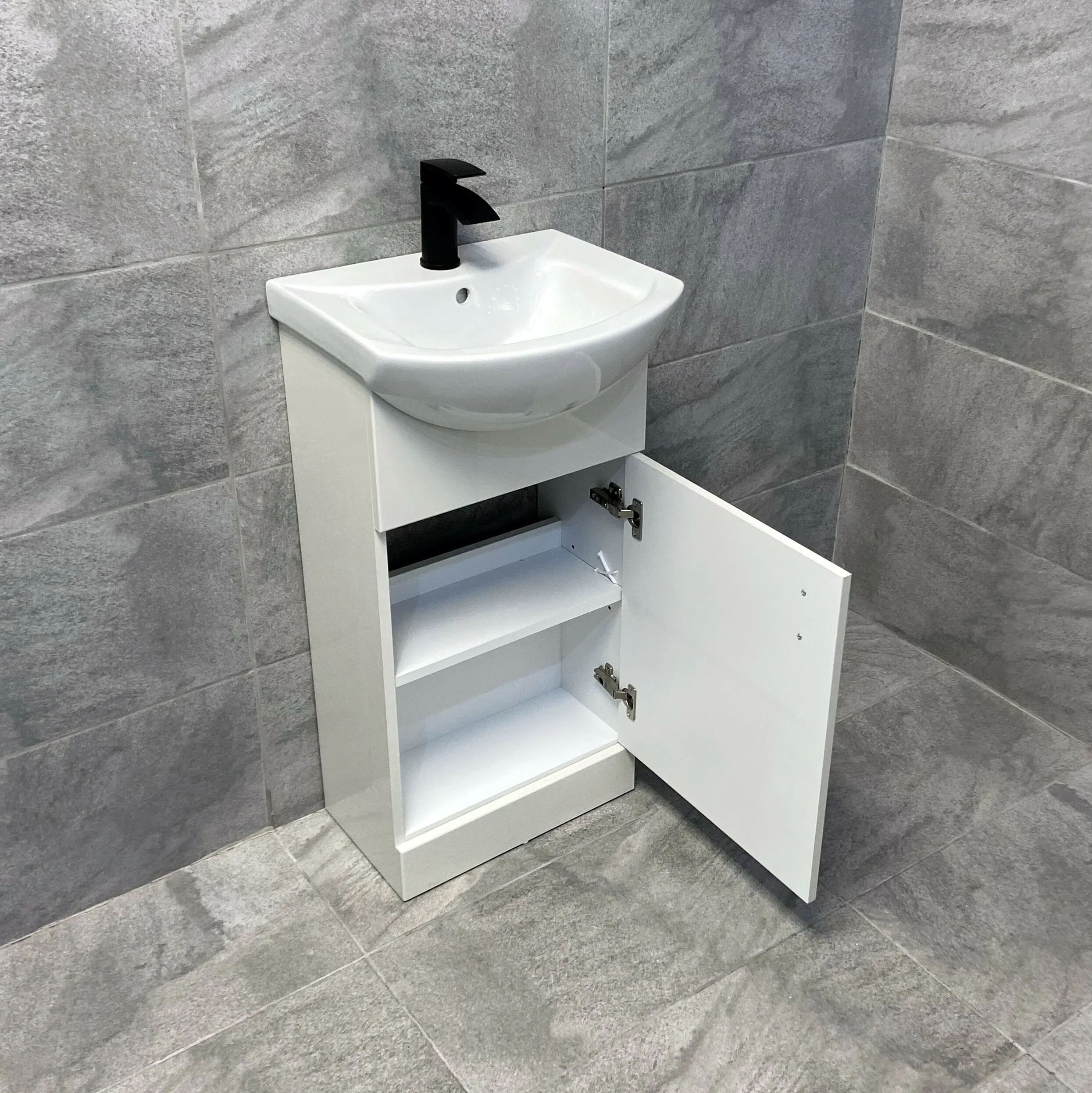 Vanity Unit Bathroom Sink Basin Storage With Black Handles White – Various Sizes 11 Vanity Unit Bathroom Sink Basin Storage With Black Handles White – Various Sizes - Image 9