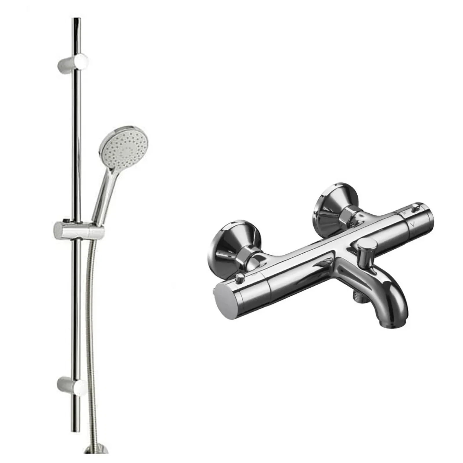 Metro Comfort Chrome Wall Mounted Bath / Shower Mixer Tap With Riser Rail Option 4 Metro Comfort Chrome Wall Mounted Bath / Shower Mixer Tap With Riser Rail Option - Image 2