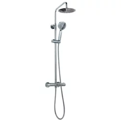 Myla Chrome Thermostatic Bathroom Bar Mixer Valve Shower Set Round Dual Head